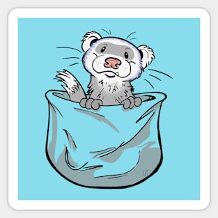 Ferret Pocket Funny Cute White Gray Fur Sticker